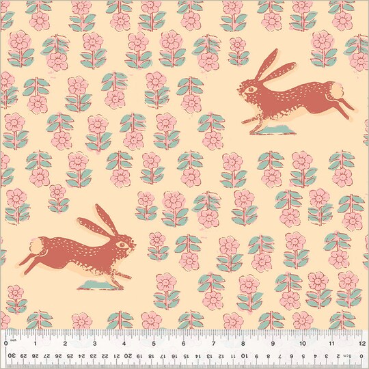 Fabric Windham Meadows Blush Rabbit 108" Quilt Back by the Quarter Yard 54542W-1DES